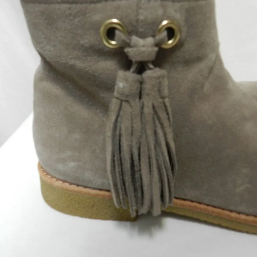 Kate Spade Bellamy Suede ankle boots booties w/tassel zip up Taupe NEW Size Sz 7